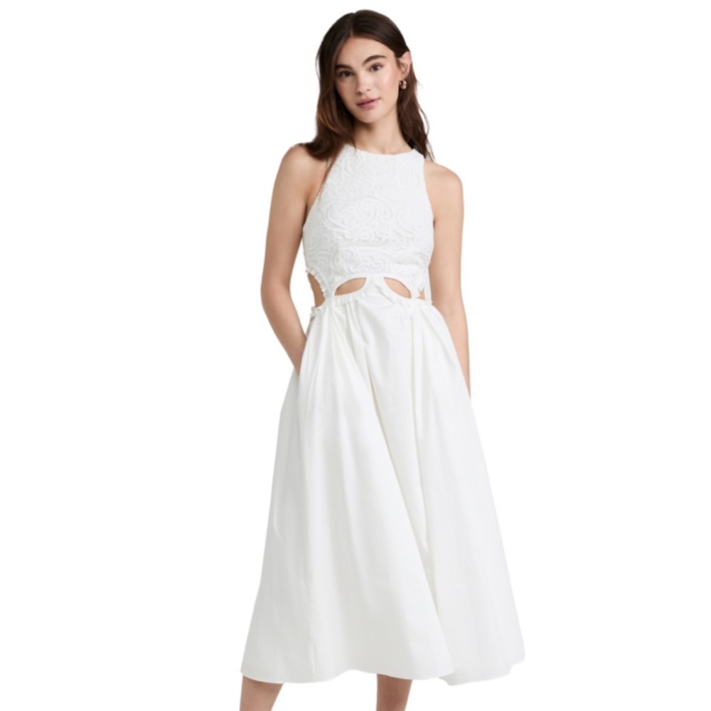 Self Portrait Organic Cotton Cut Out Midi Dress